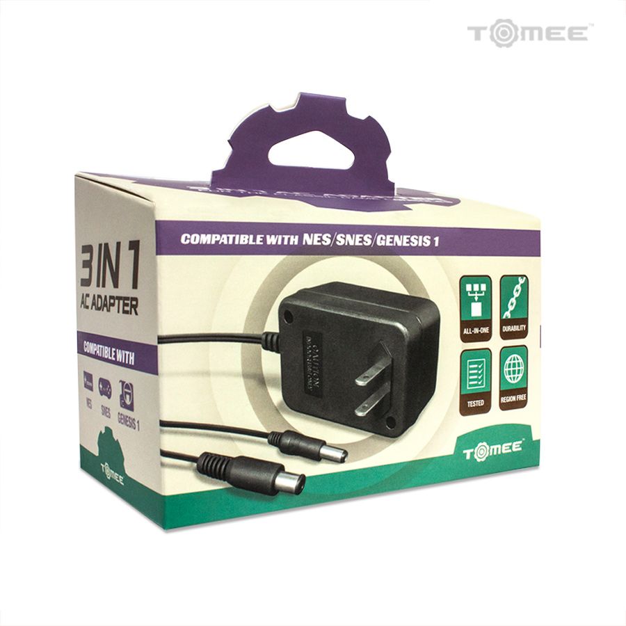 Tomee 3-in-1 AC Adapter for NES/SNES/Sega Genesis (Model 1) Accessories Tomee   