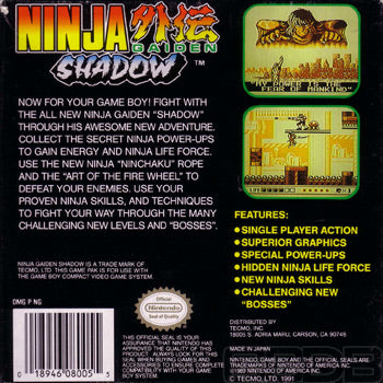 Ninja Gaiden: Shadow - (GB) Game Boy [Pre-Owned] Video Games Tecmo   