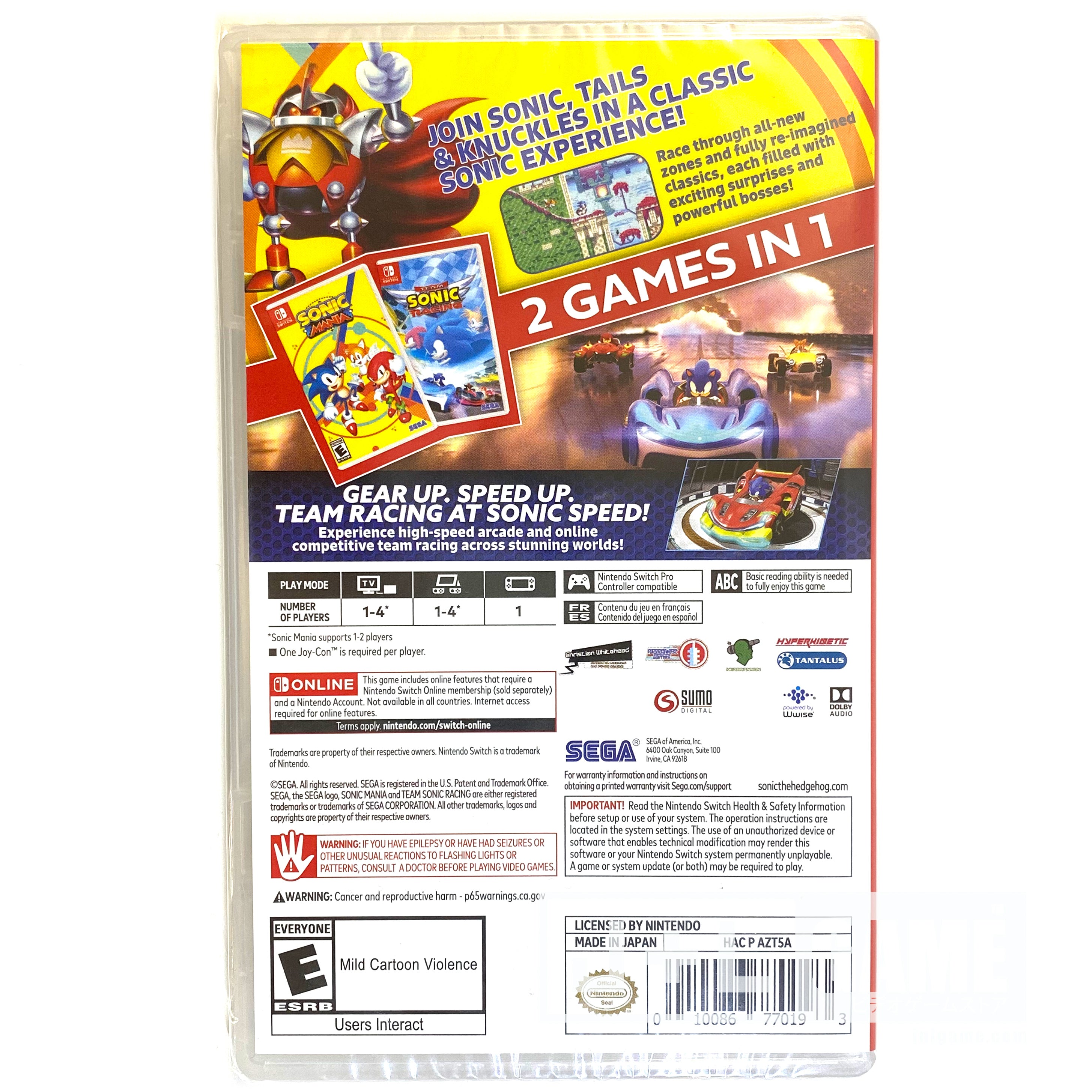Sonic Mania + Team Sonic Racing Double Pack - (NSW) Nintendo Switch [UNBOXING] Video Games SEGA   